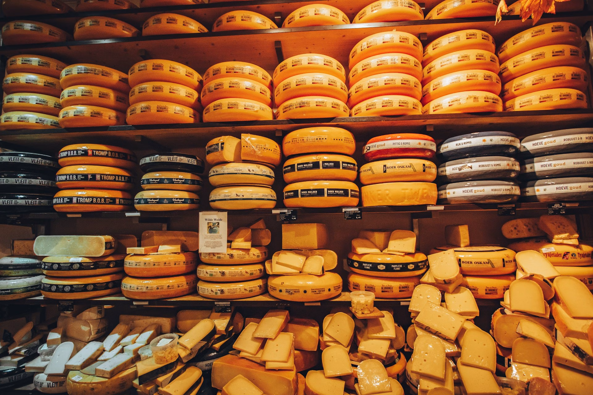 Rows of pastries and sweet baked goods in a bakery case